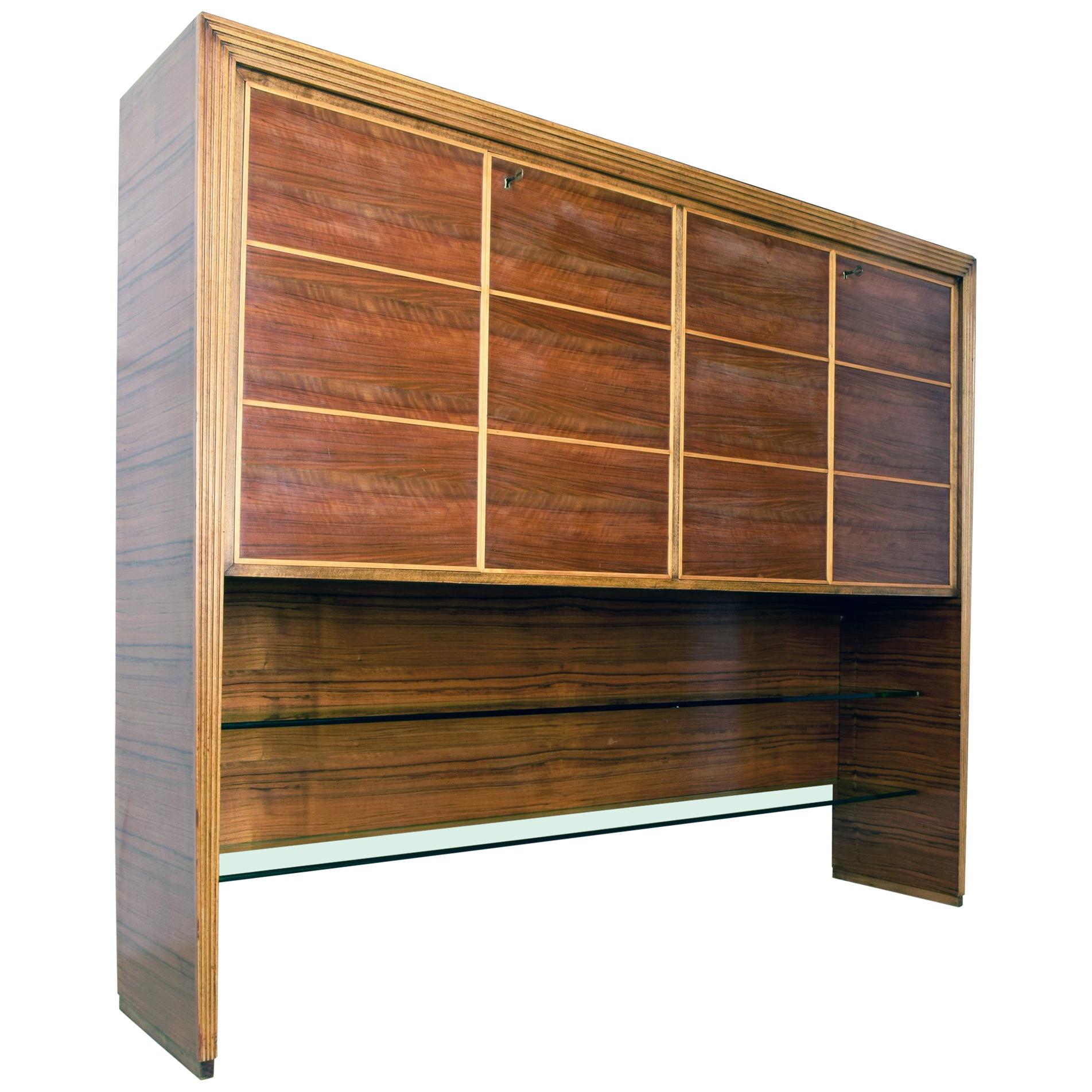 Large Cabinet by Mobili Saragoni, Milano, Style of Gio Ponti, 1930s-1940s