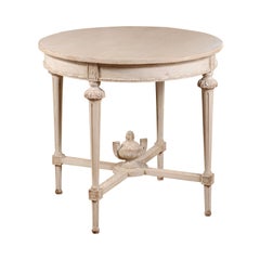 Swedish Neoclassical Style Painted Guéridon Table with X-Form Cross Stretcher