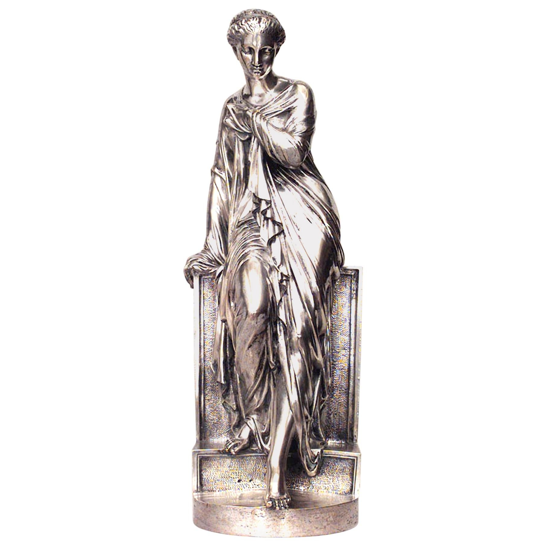 Neo-Classic Silver Plated Greek Woman For Sale