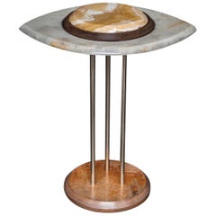 Eye Side Table in White and Ocher