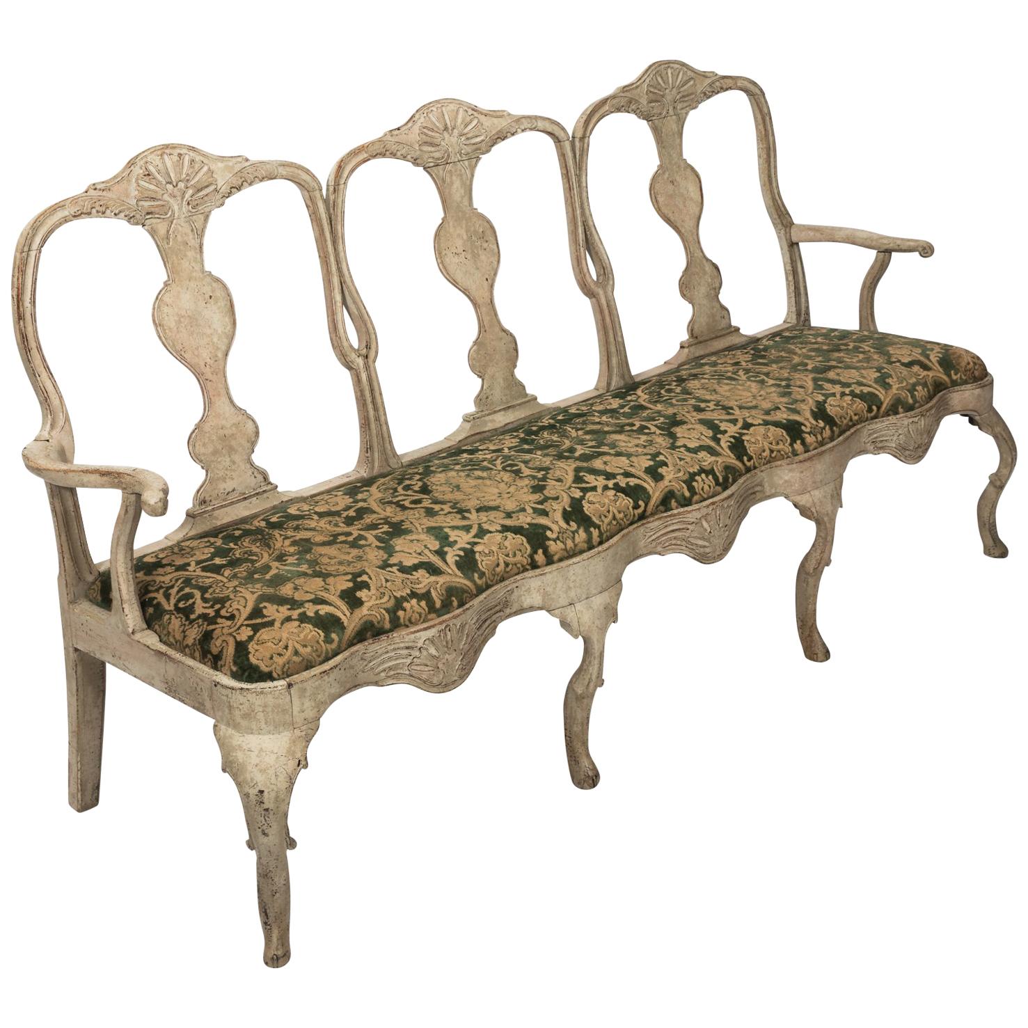 Painted Swedish Rococo Bench For Sale