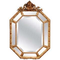 Mid-19th Century French Painted and Giltwood Octagonal Overlay Wall Mirror