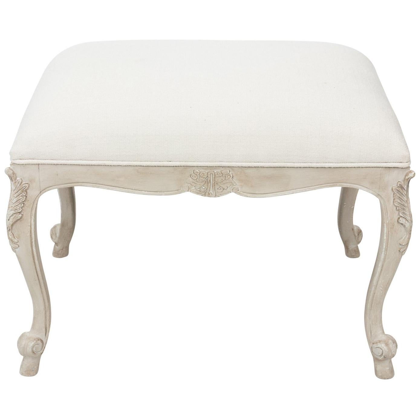 Louis XVI Style White Painted Upholstered Bench, circa 1950