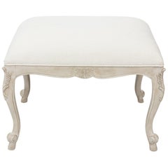 Louis XVI Style White Painted Upholstered Bench, circa 1950