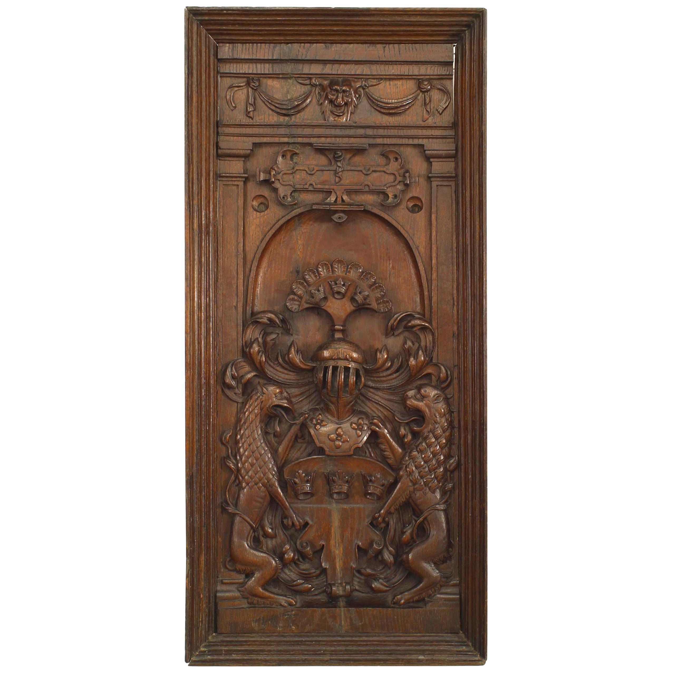 Italian Renaissance Style Coat of Arms Wall Carvings