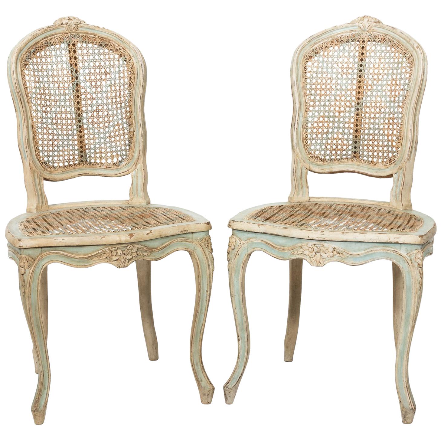 Pair of Louis XV Cane Back Side Chairs