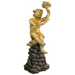 18th Century Italian Baroque Polychromed Wood Angel Sculpture, Italy, Naples