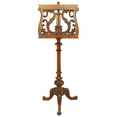 French Victorian Walnut Lyre Music Stand