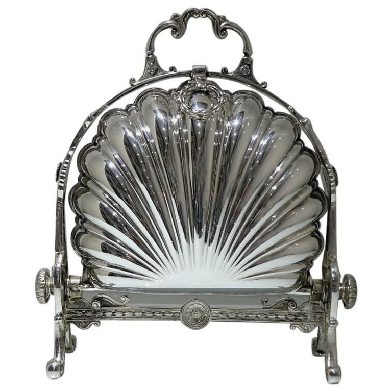 19th Century Antique Victorian Silver Plated Folding Biscuit Box, circa 1870