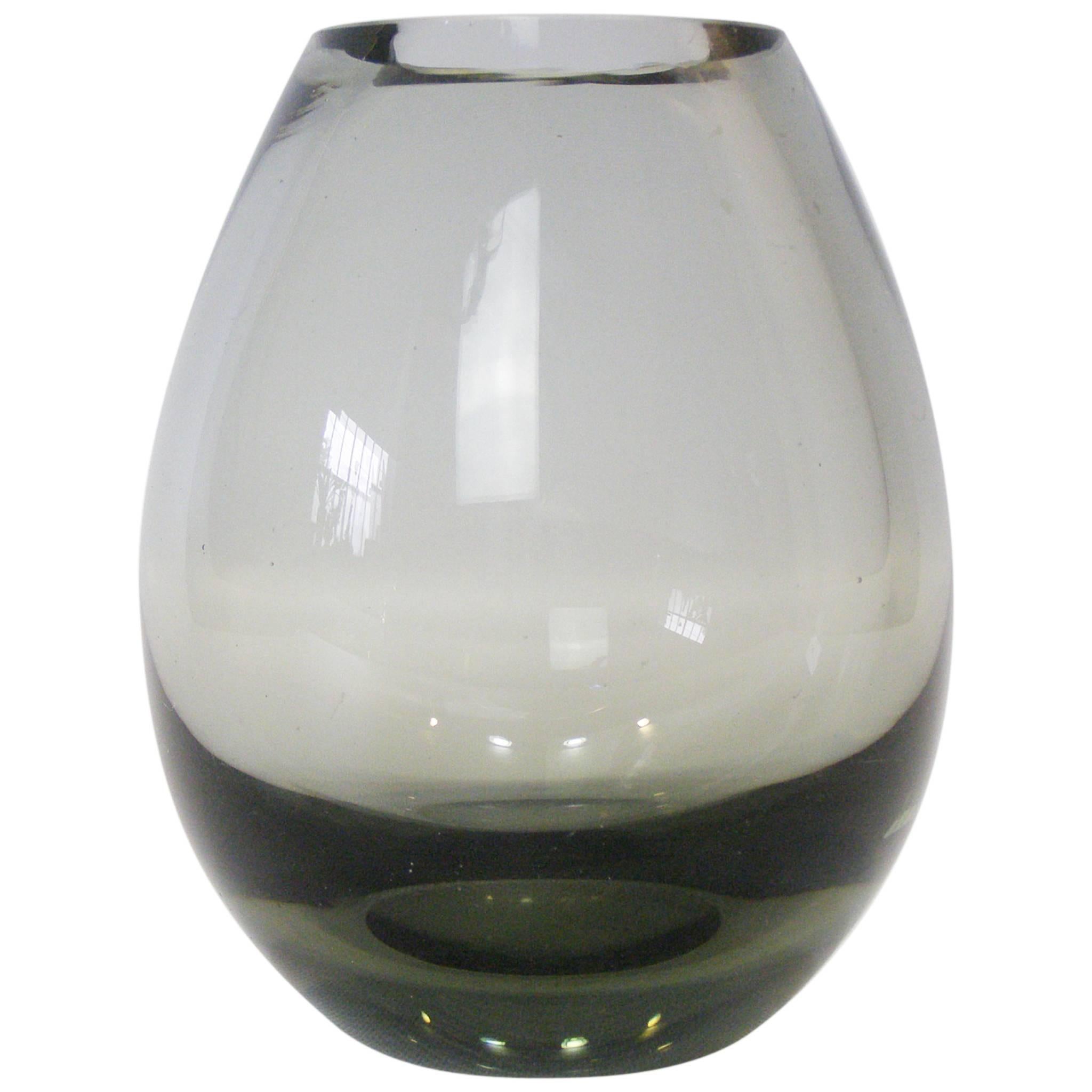 Per Lutken for Holmegaard Teardrop Smoked Glass Vase For Sale