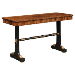 Antique English Regency Console Table circa 1830 with Rosewood Top and Ebonized Base