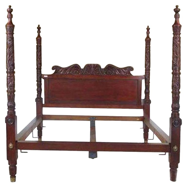 Ralph Lauren King-Size Mahogany "Westminster" Bed from Safari Collection For Sale