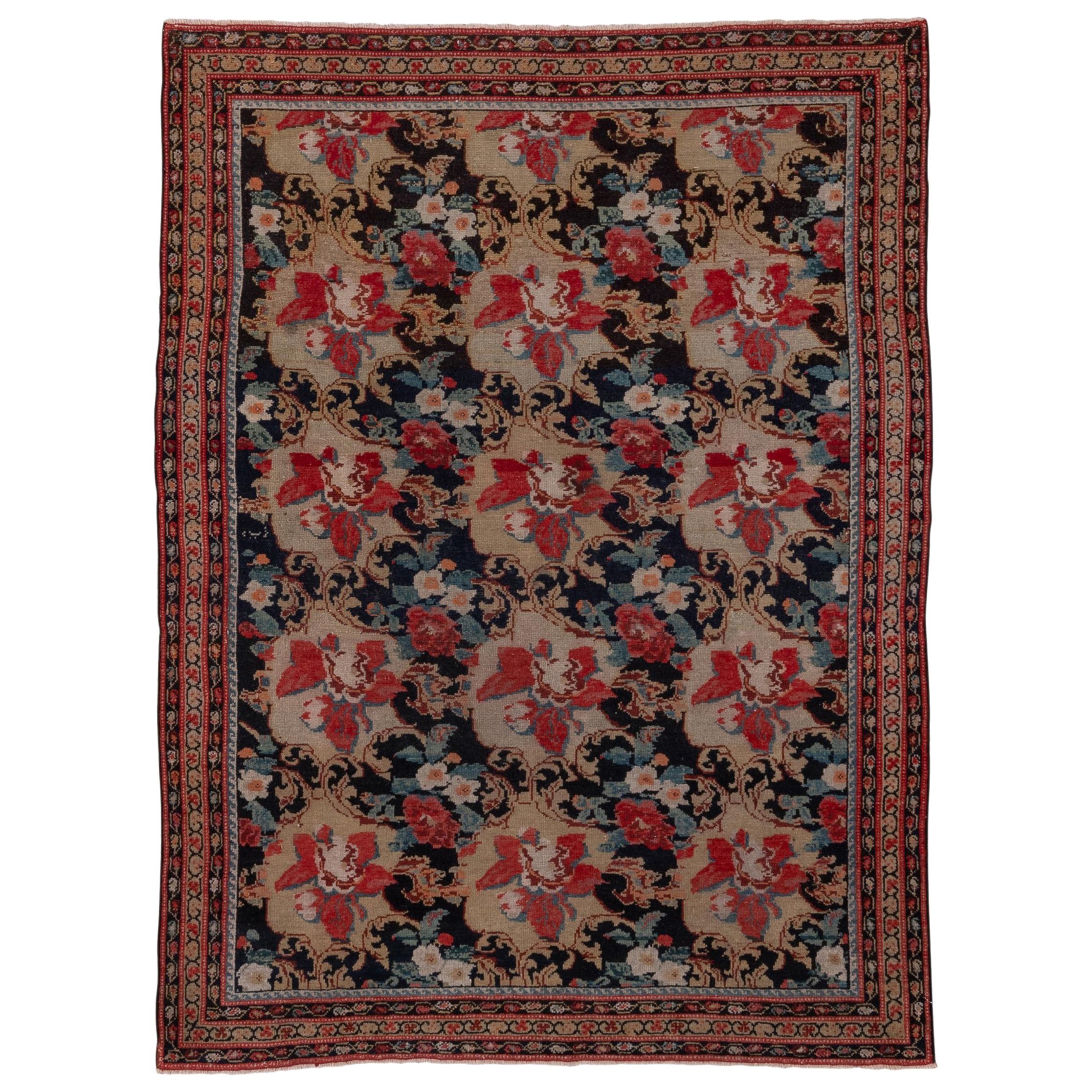 Antique Floral Persian Malayer Scatter Rug For Sale