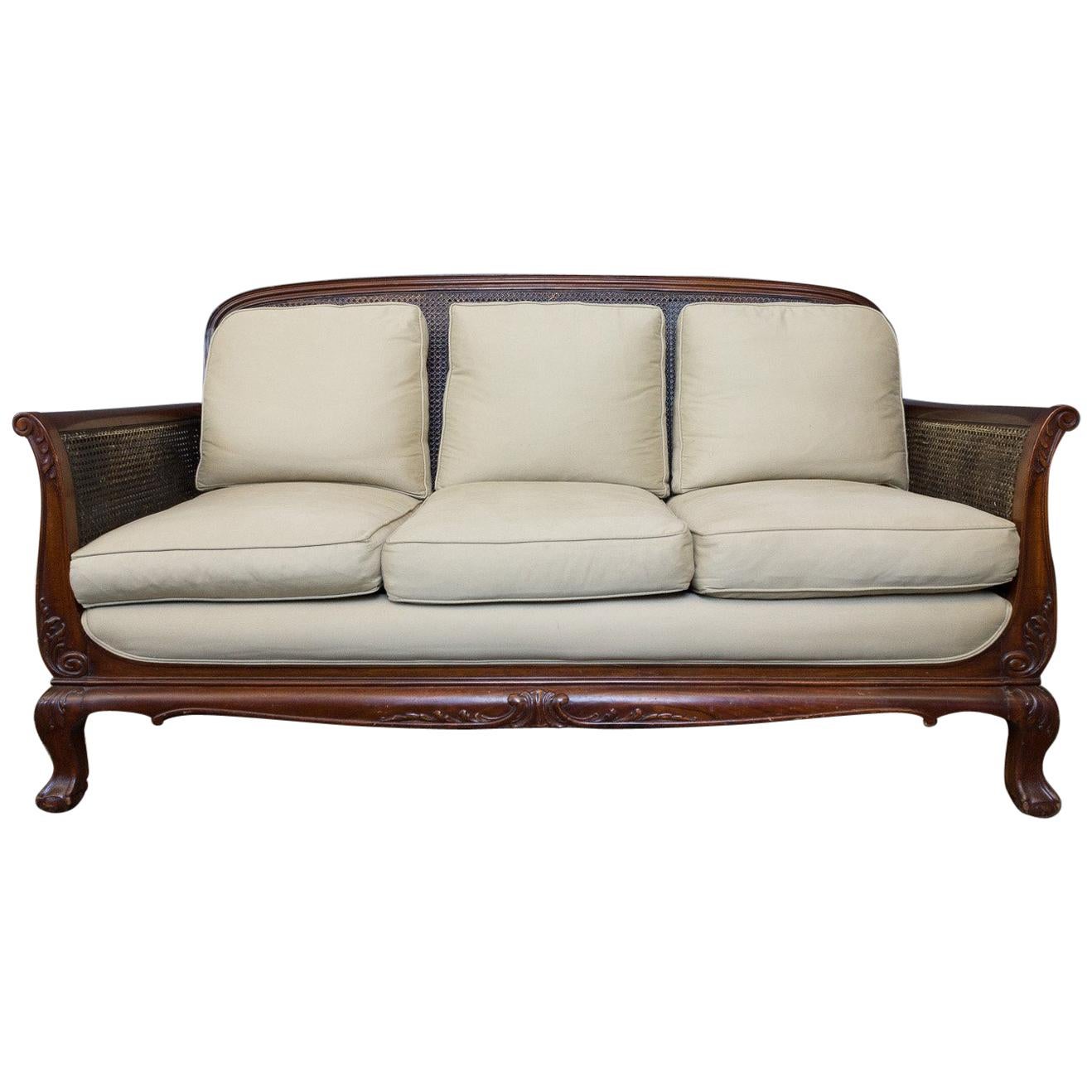 Anglo-Indian Colonial Style Mahogany Sofa