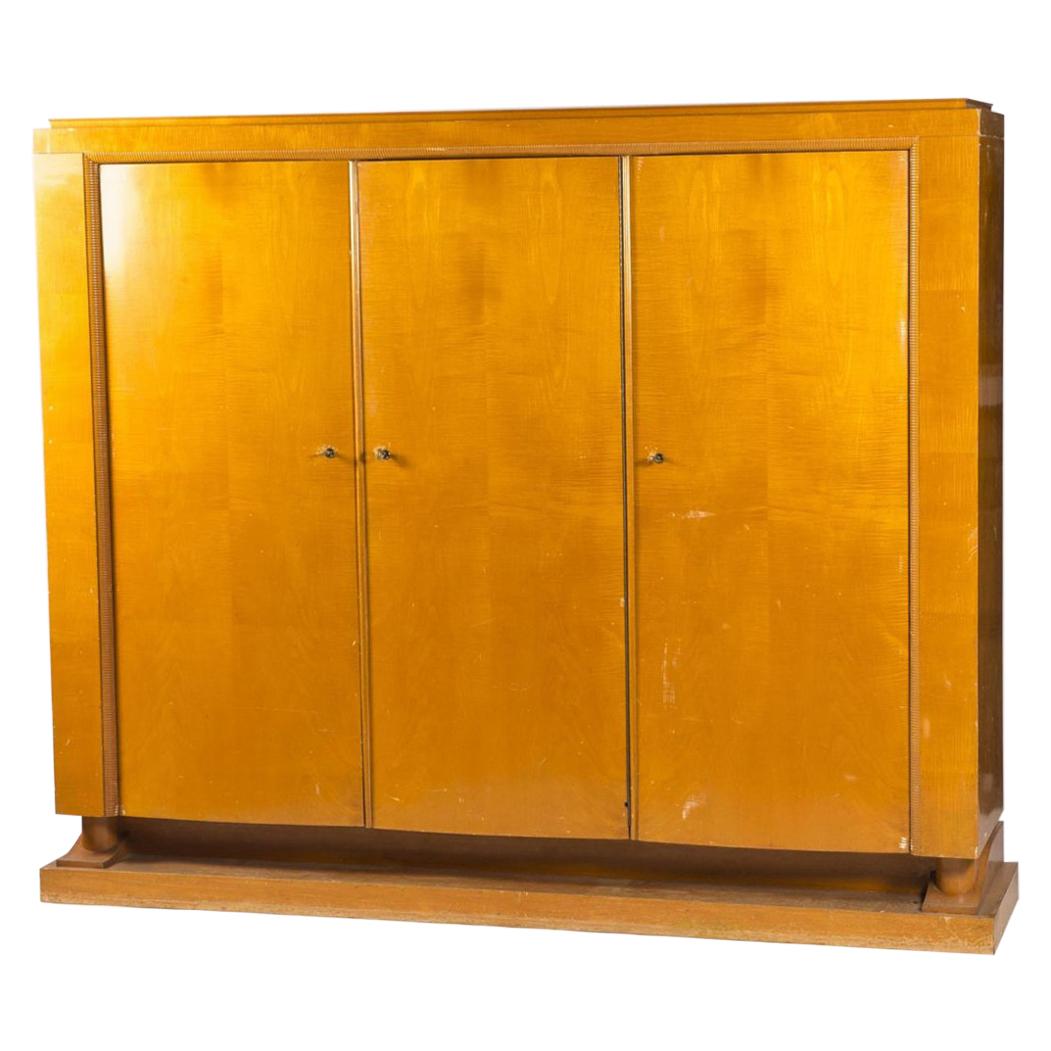 Francisque Chaleyssin Art Deco Cabinet in Sycamore Veneer, circa 194