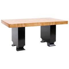 Brutalist 1960s Table with Black Stained Pagoda Style Base