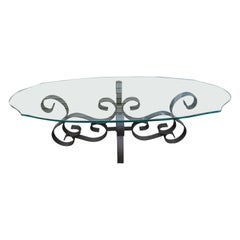 Retro Wonderful Oblong Wrought Iron Scroll Coffee Table Mid-Century Modern