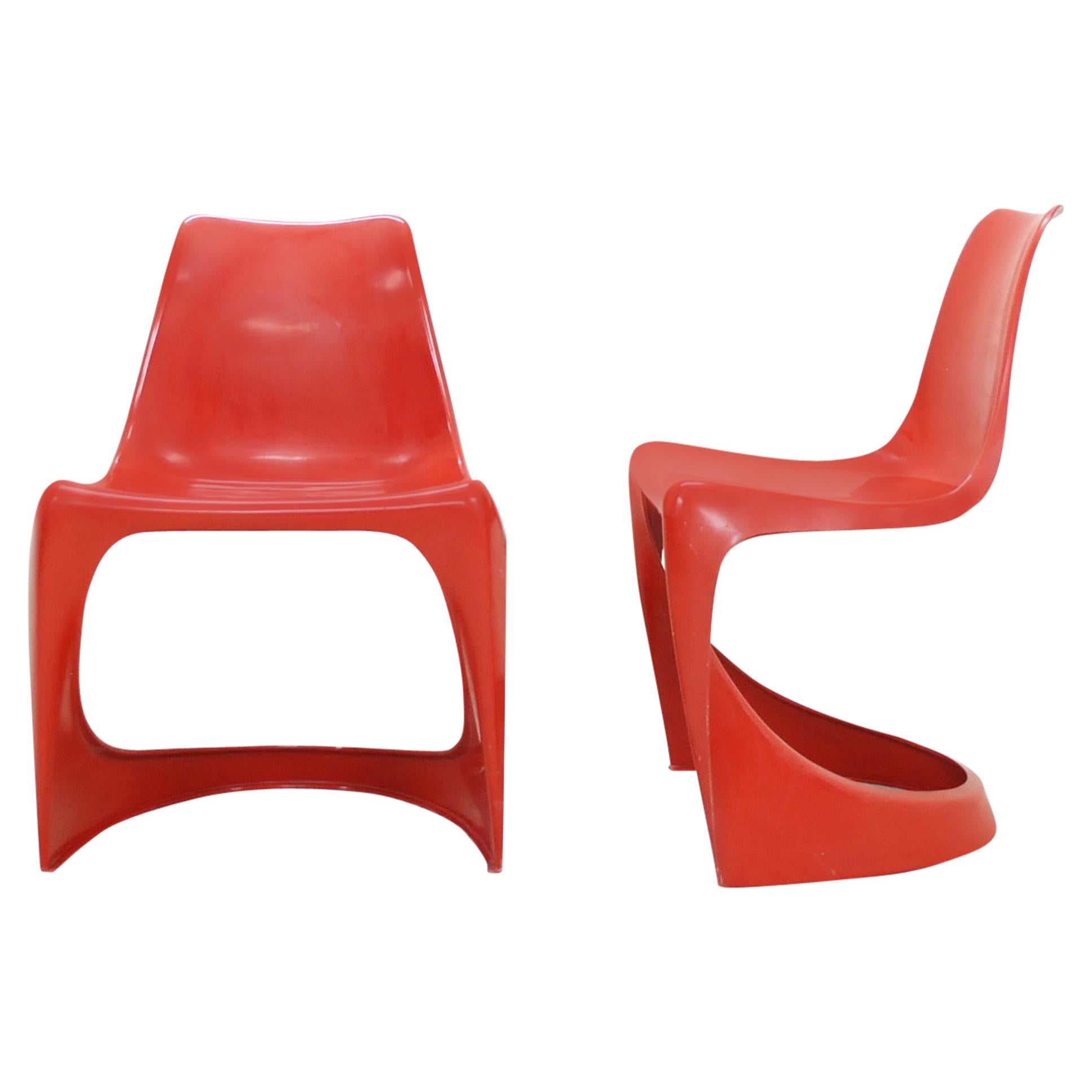 Paire de chaises rouges Steen Ostergaard Modèle 290 pour Cado, 1970