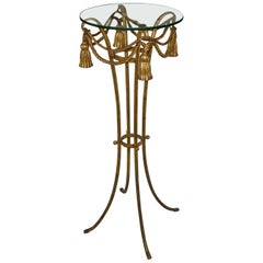 Pair of Italian Gilt Metal Rope and Tassel Plant Stand