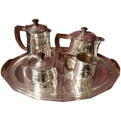 Five-Piece French Art Deco Silver Plated Tea and Coffee Service, 20th Century