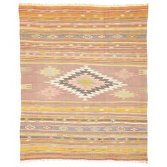 Southwestern Bohemian Vintage Turkish Kilim Rug Flat-Weave Kilim Tribal Rug