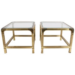 Vintage Pair of Mastercraft Mid-Century Brass End Tables