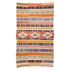 Southwestern Bohemian Vintage Turkish Kilim Rug, Flat-Weave Kilim Tribal Rug