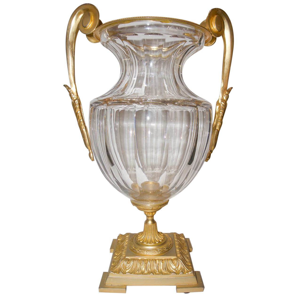 Louis XVI Style Crystal and Bronze Vase by Martin Benito 