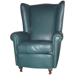 European High Backed Leather Armchair, circa 1960