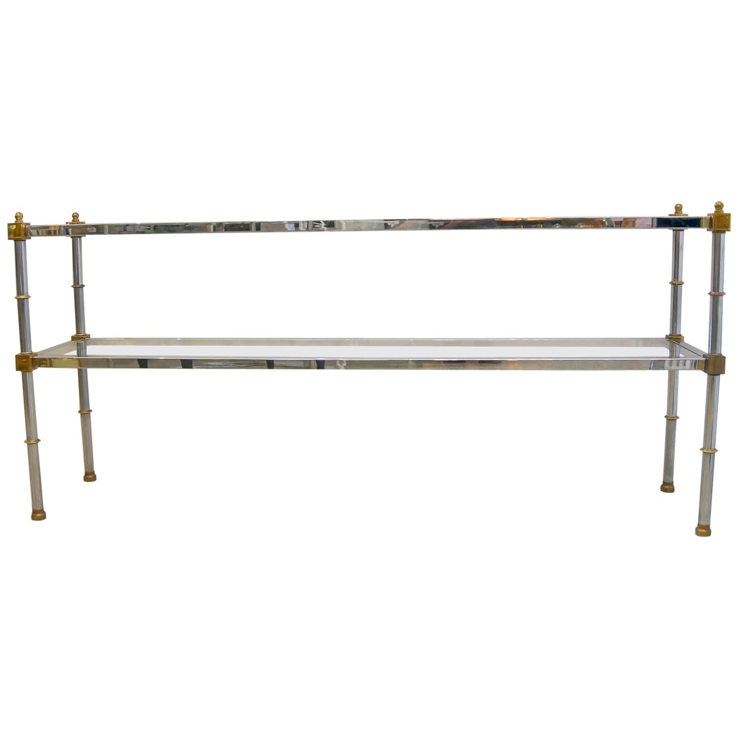 Console Table in Brass and Chrome