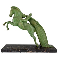 Art Deco Sculpture of a Female Nude on a Horse by Charles Charles  1930 France