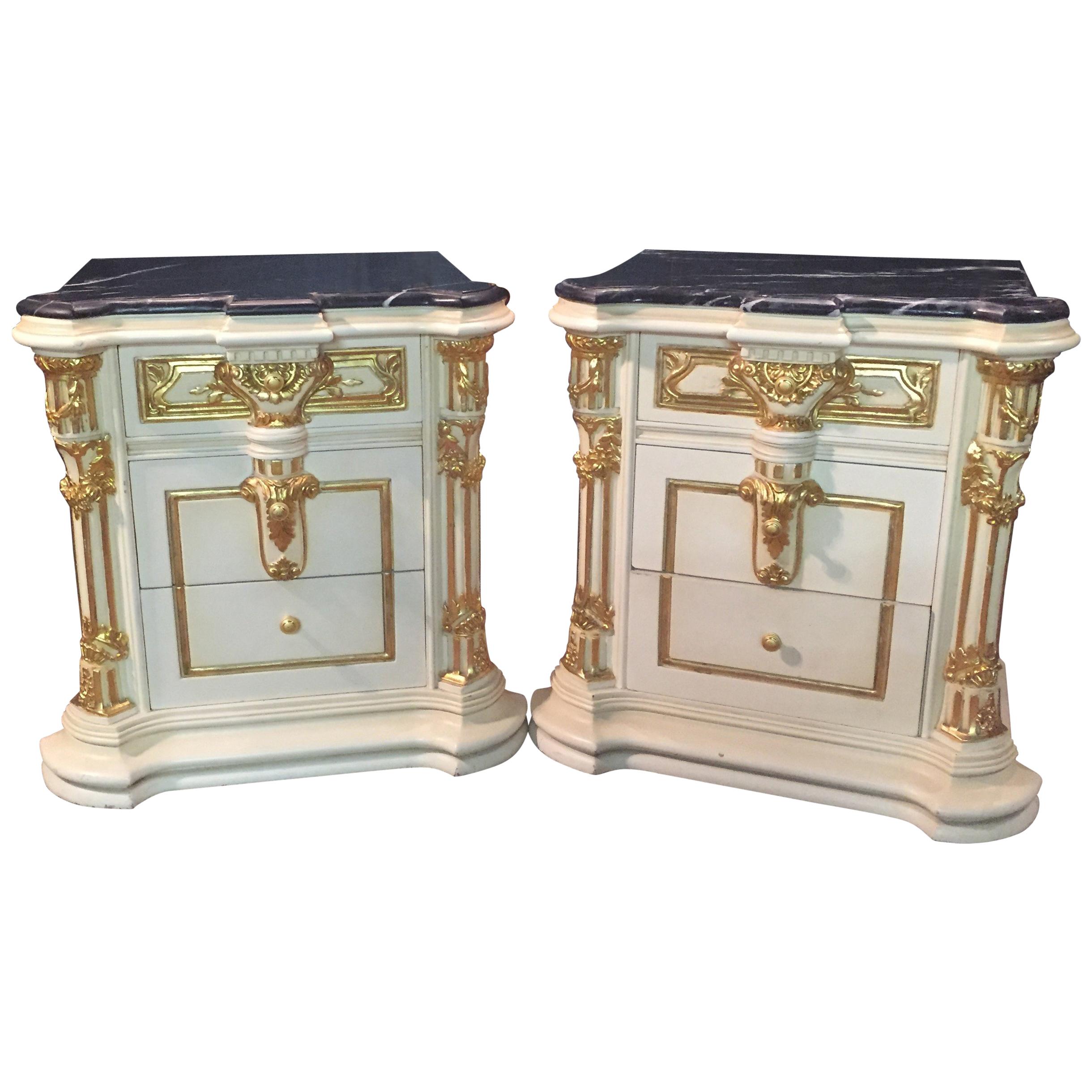 Majestic Baroque Bedside Commode in the Style of Louis XVI