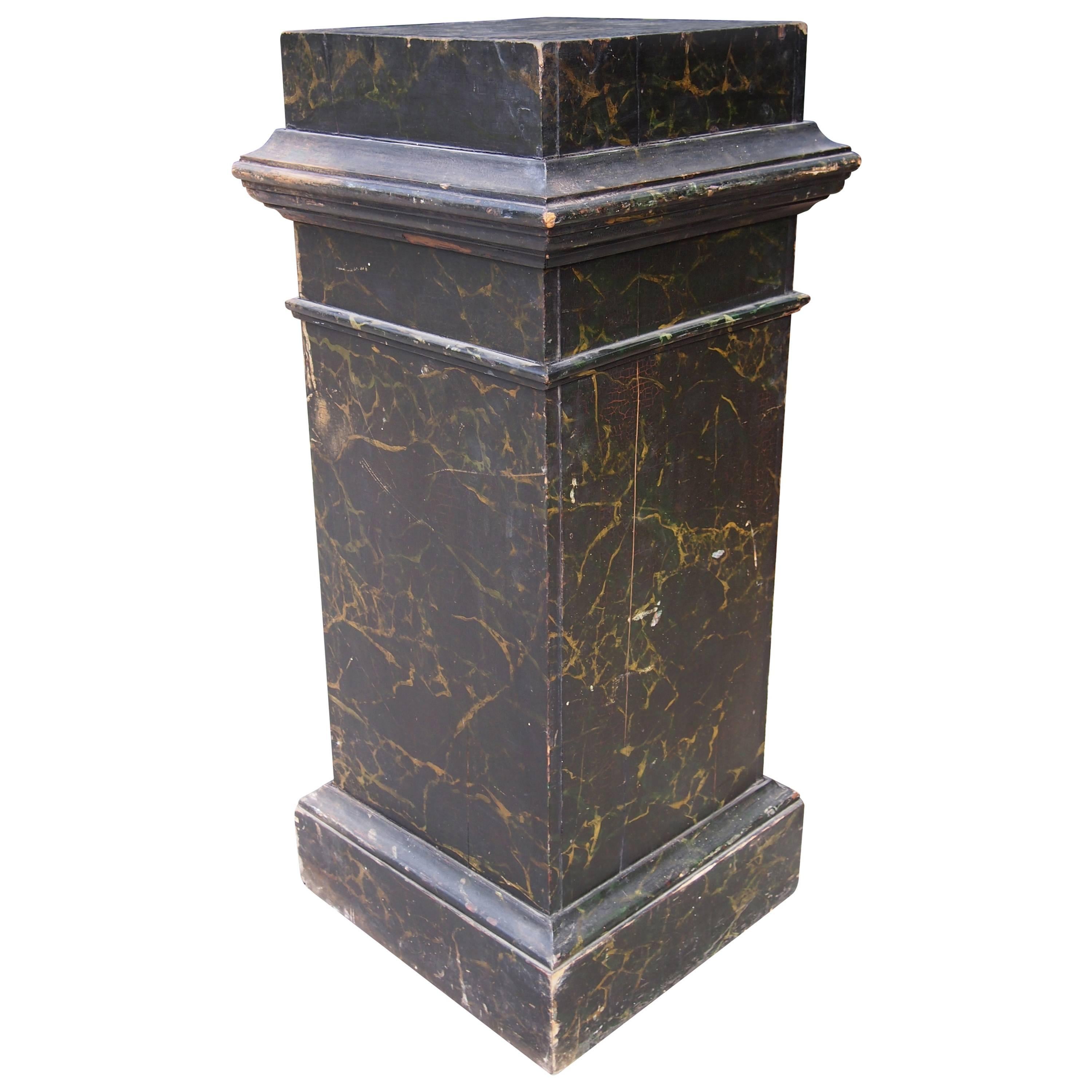 Swedish Faux Marble Painted Pedestal For Sale