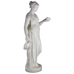 Fine Quality Mid-19th Century Carved Marble Figure of Hebe, Goddess of Youth