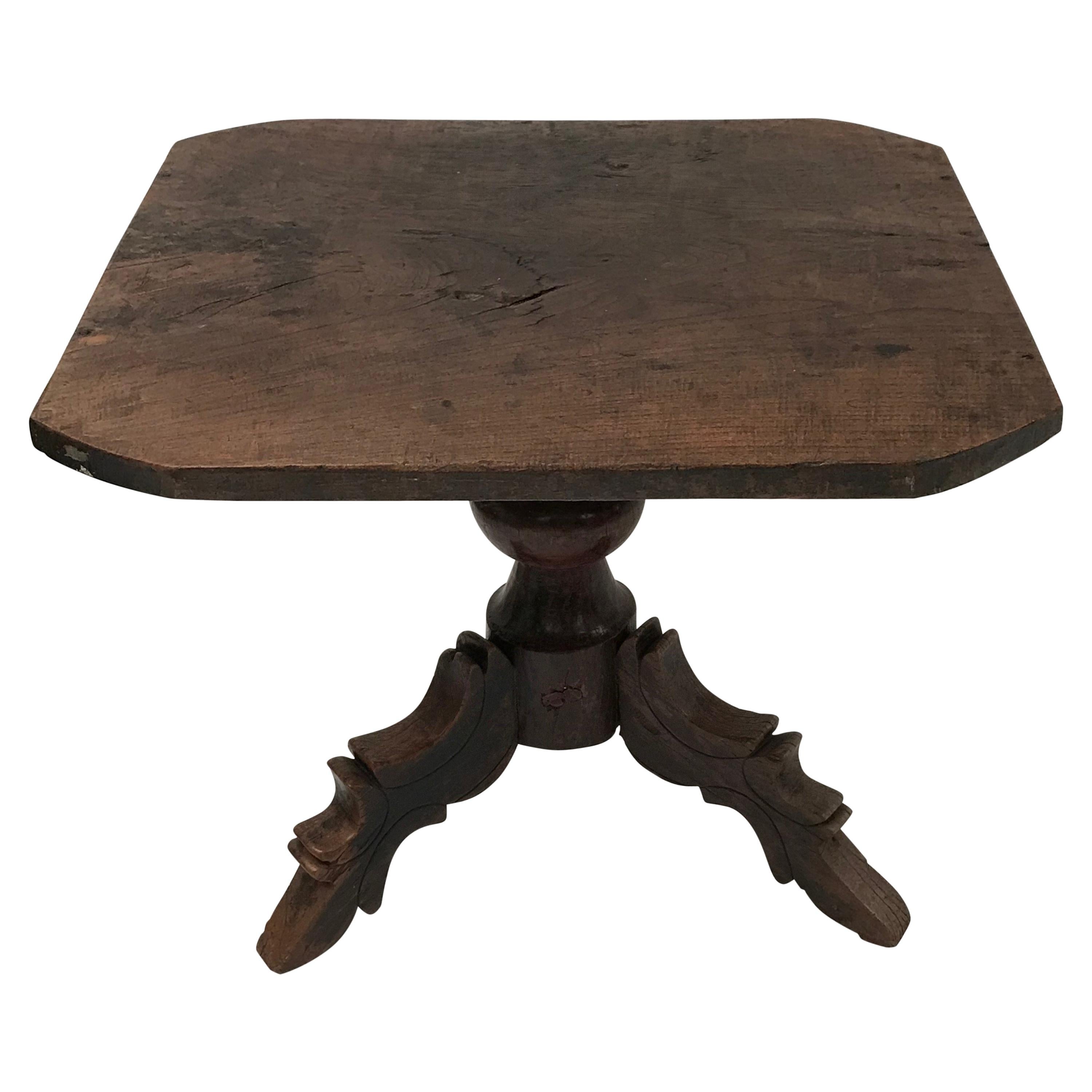 Table Pedestal in Teak Wood For Sale