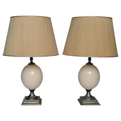Pair of French Egg Table Lamps, 1970s