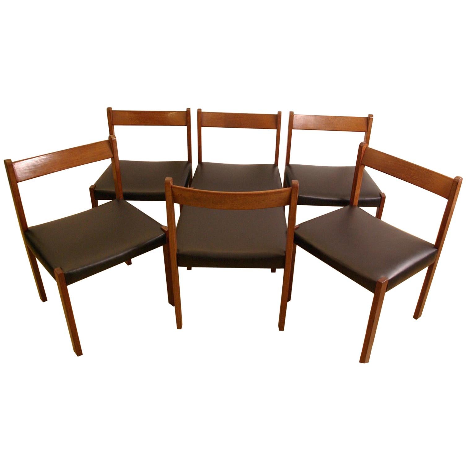 6 Belgian Dining Chairs in Exotic Wood For Sale