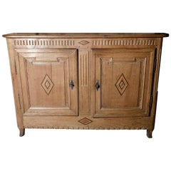 Early 19th Century French Oak Buffet with Inlaid Diamond Design