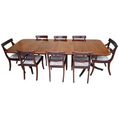 Regency Style Mahogany Dining Table and 8 Dining Chairs
