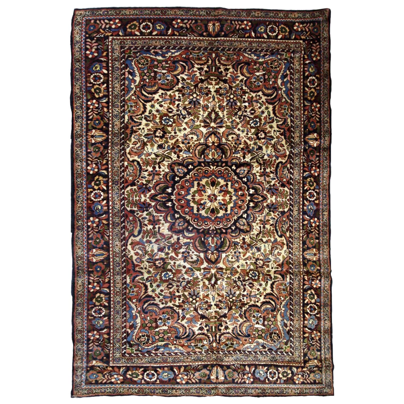 Handgefertigter antiker Teppich im Sarouk-Stil, 1900er Jahre, 1B709 im Angebot