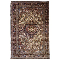 Handmade Antique Sarouk Style Rug, 1900s, 1B709