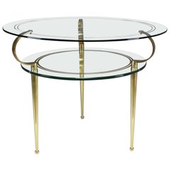 Italian Vintage Round Two-Tier Glass Table by Cesare Lacca, 1950s