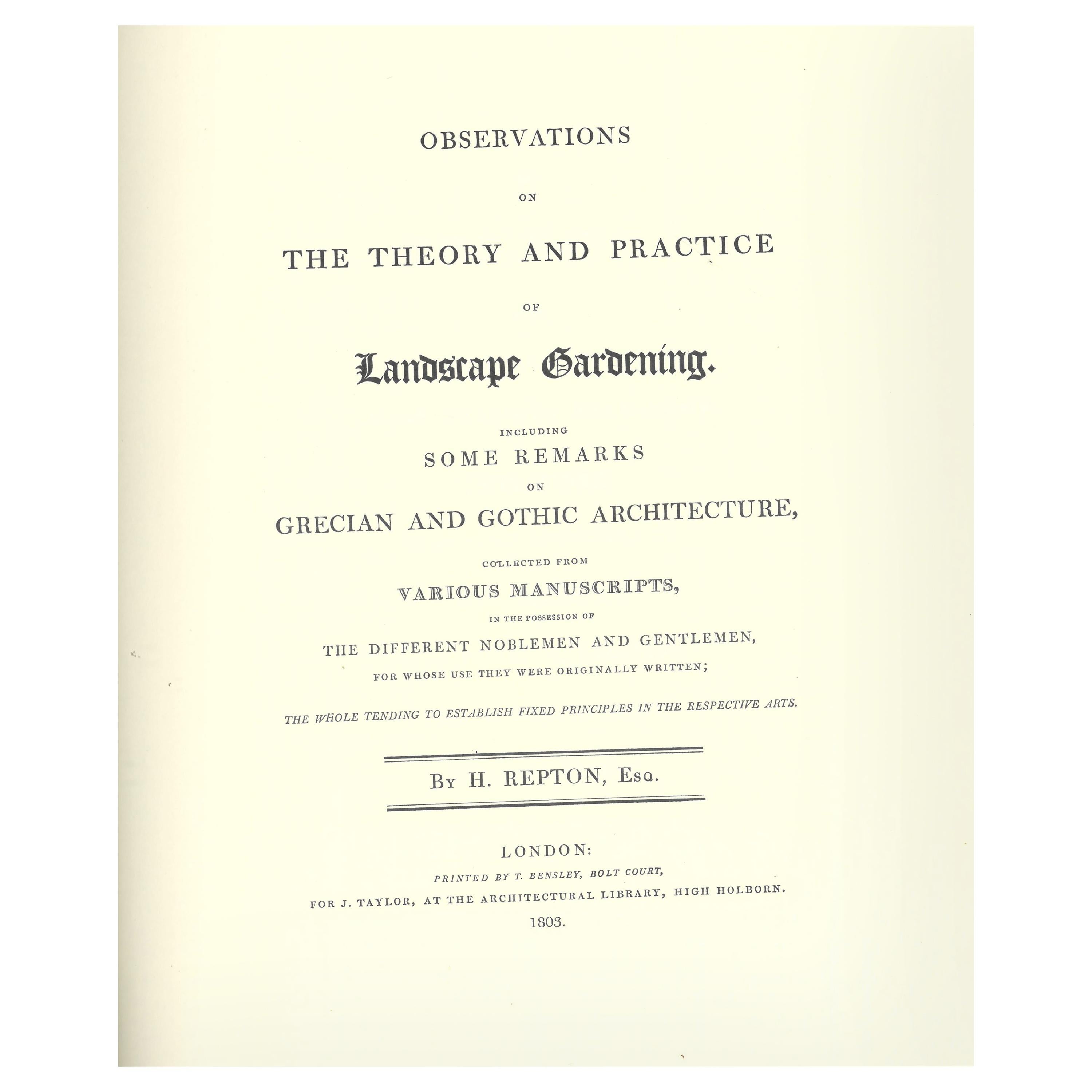 Observations on the Theory and Practice of Landscape Gardening (Book)