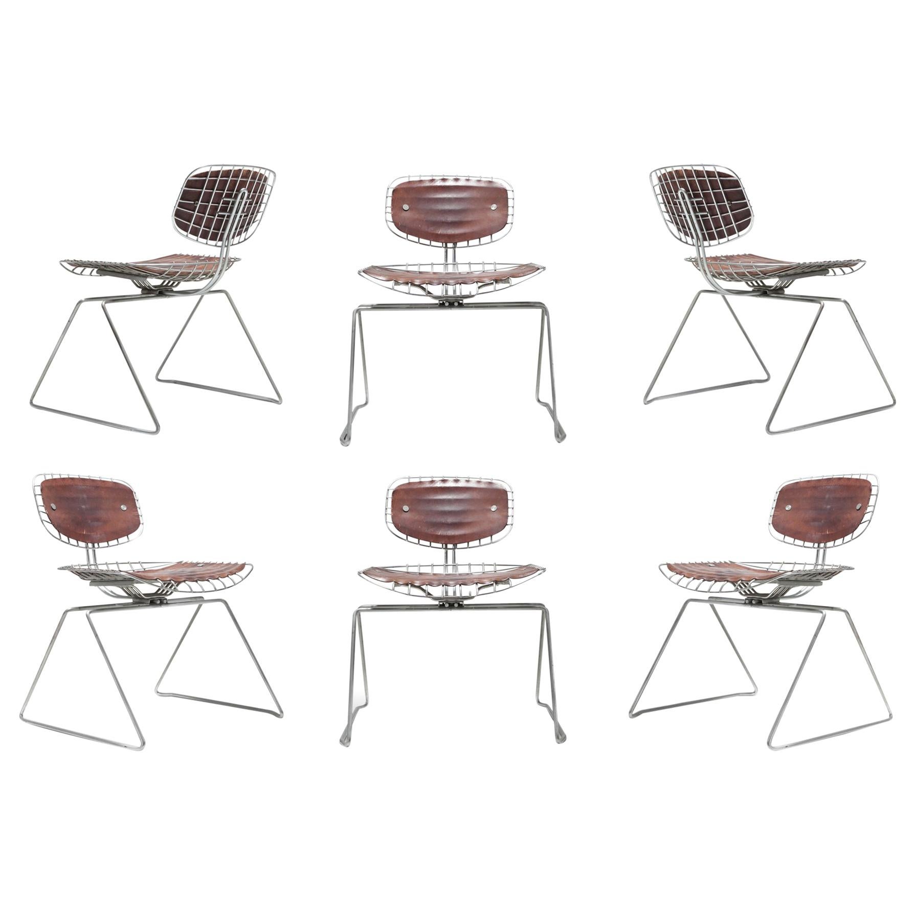 Beaubourg Wire Chairs by Michel Cadestin for Centre Pompidou Set of Six
