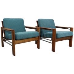 Set of 2 Vintage Design Lounge Chairs, Newly Upholstered