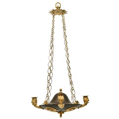 Swedish Empire Gilt and Patinated Bronze Chandelier, circa 1810