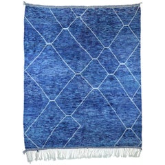 Contemporary Moroccan Rug with Postmodern Memphis Style, Blue Berber Area Rug