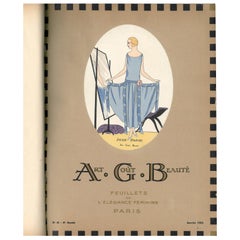 Vintage "ART, GOUT, BEAUTE. Feuillets de L'Elegance Feminine," 12 Bound Copies from 1924