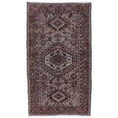 Vintage Persian Hamadan Rug with Pops of Pink