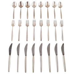 Georg Jensen Sterling Silver 'Cypress' Cutlery, Full Dinner Service, 24 Parts